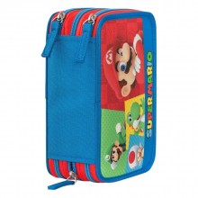 Зареден Несесер 3 ципа Super Mario - Red/Blue